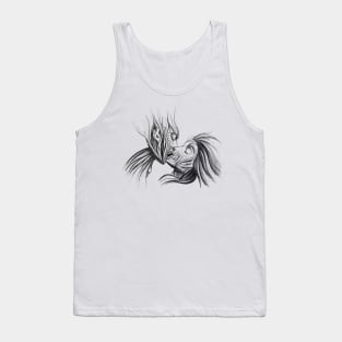 Two Wooden Aliens Kissing and in Love Tank Top